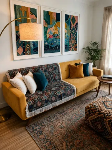 Manta Decorativa Marrocos - Gobelin em Jacquard - Vintage, Boho