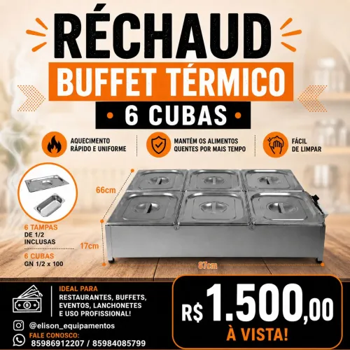 Réchaud buffet térmico 6 cubas