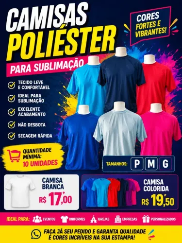 Camisa de poliéster para sublimação P M G
