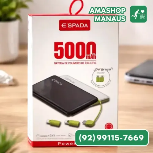 Carregador Portatil Power Bank Espada 5000mAh Slim