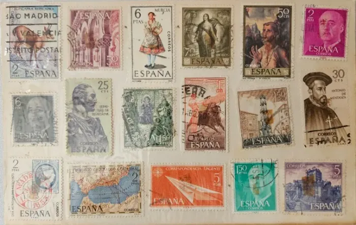 Conjunto de 17 Selos Postais da Espanha - Décadas de 60 e 70