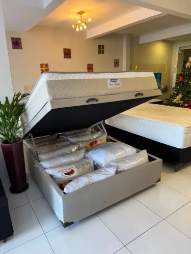 Cama de Casal BAÚ COM COLCHÃO NOVO - Entrego!