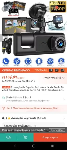 CAMERA FRONTAL E DIANTEIRA PARA CARRO