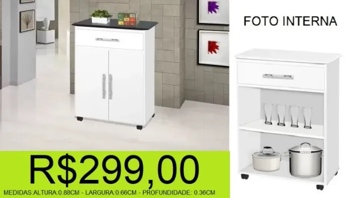 Balcão Compacto a pronta entrega - Perfeito para o seu apartamento
