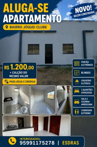 ALUGA-SE APARTAMENTO NOVO - BAIRRO JÓQUEI CLUBE
