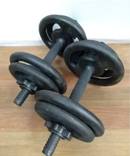 2 barras rosqueáveis de 0,30cm +20 kg de anilhas 