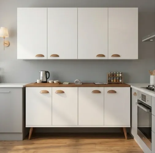 Armário Aéreo 4 Portas + Balcão 4 Portas Cozinha Branco