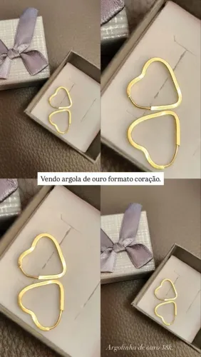Vendo argola de coração  de ouro 18k. 