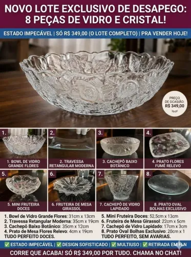 Lote louça vidro vaso CACHEPÔ lindíssimos