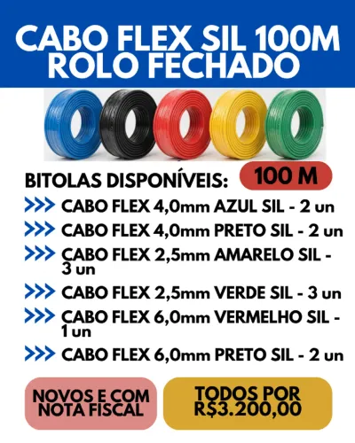 CABOS FLEX SIL 100M - ROLOS FECHADOS - PREÇO DE FÁBRICA