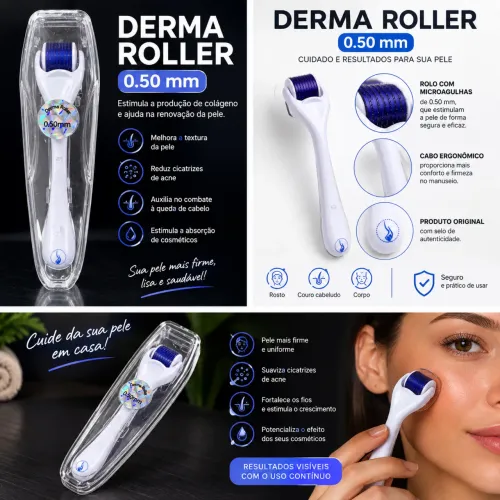 Derma Roller 0,50mm com Microagulhas - Renovação da Pele e Estímulo de Colágeno