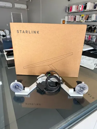 Starlink mini, suporte interno e cabo inversor