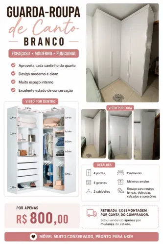 Guarda roupa em L