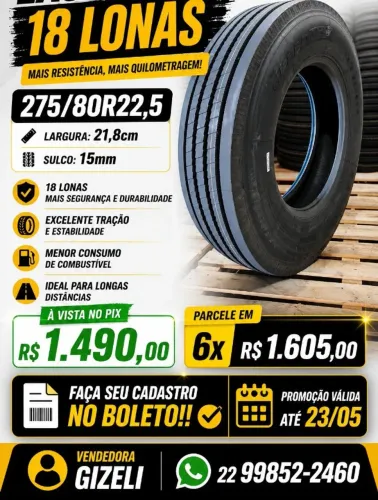 Pneu- novo- 275- até 23/05