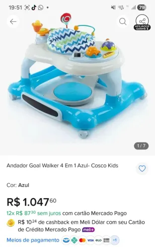 Andador 4 em 1 infantil vira balanço e pula pula