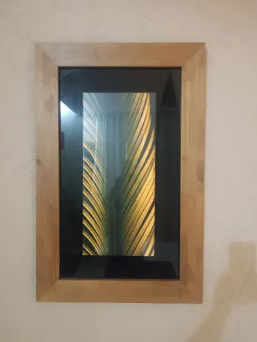 Quadro Decorativo Luxo Moldura Madeira Maciça Folha Dourada