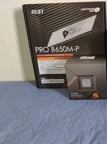 KIT PC AM5 Ryzen 5 7600 + B650M-P + Fonte 750W NOVOS + NF