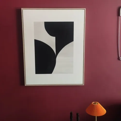 Quadro Decorativo Abstrato Geométrico P&B com Moldura Caixa