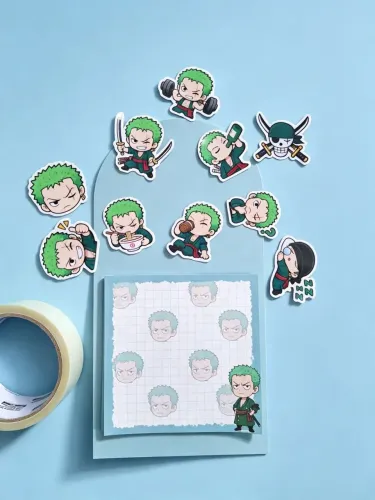 Bloco de Notas Zoro + 10 Adesivos | One Piece