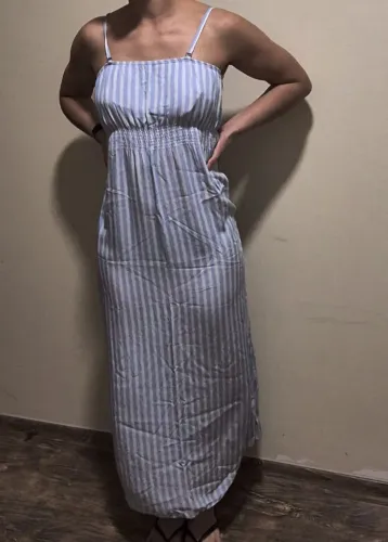 Vestido longo listrado