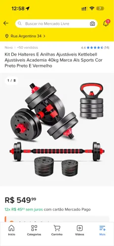 Kit De Halteres E Anilhas Ajustáveis Kettlebell Ajustáveis Academia 40kg