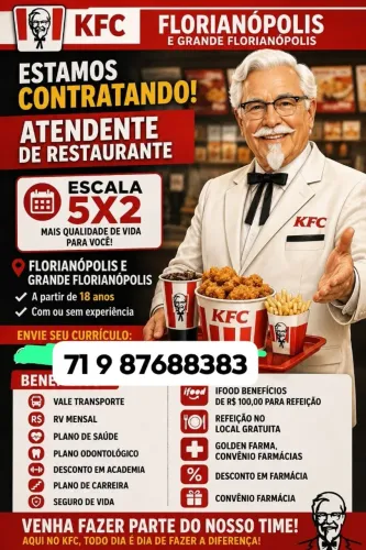 Atendente de Restaurante shopping continente
