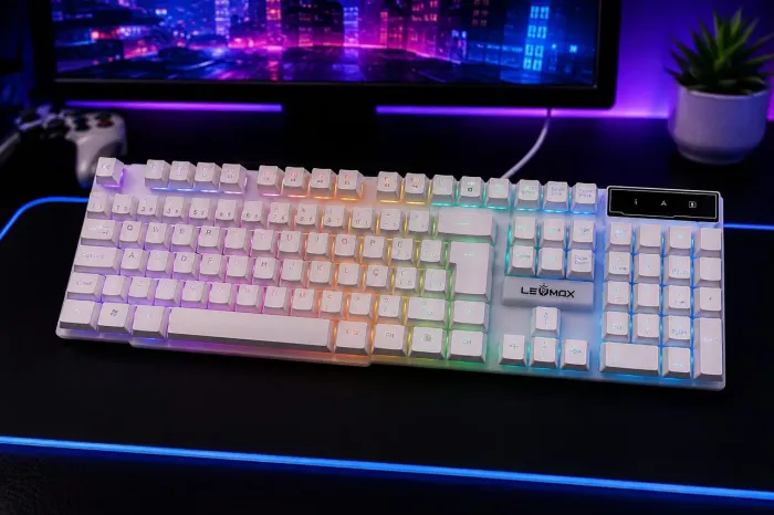 TECLADO GUEIMER LEHMOX LEY-2085 RGB BRANCO 