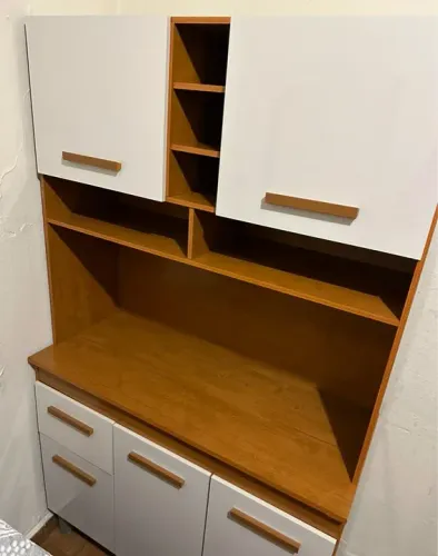 Armário de Cozinha Branco e Amadeirado NOVO - Entrega e Montagem Grátis 