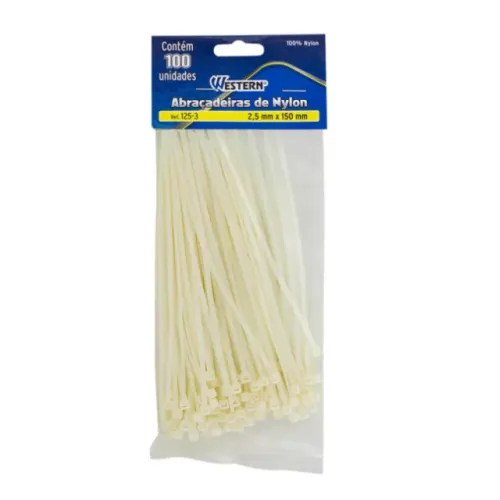 Abraçadeira De Nylon 2,5x150mm Branco 100 Unidades Ref 125-3 - Western