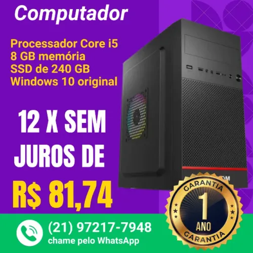 computador  core i5 8 RAM SSD 240