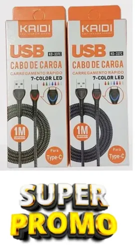 Cabo Carregador Turbo com Cabo Reforçado para Android Mini Usb V8 Kd-337s