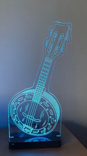 Luminária de Banjo em acrílico cristal 3mm Led 16 cores c/ controle