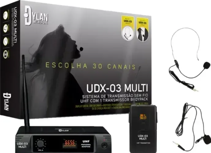 Microfone Sem Fio Uhf Dylan Udx-03 Lapela e Head Set