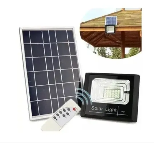 Refletor Led Solar 300w Holofote Bateria Placa Controle Ip67