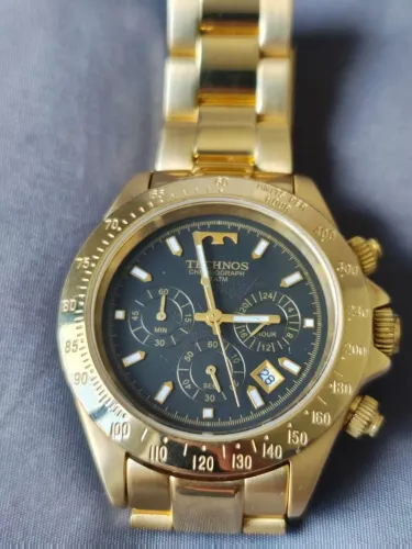 Relógio Technos Cronógrafo Dourado OS20 - Original, 10 ATM, Aço Inox