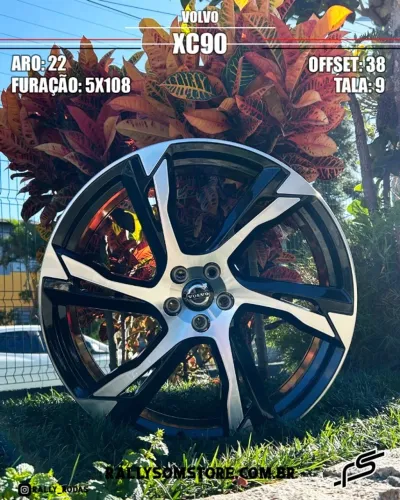 Jogo de Roda Volvo XC 90 Preto Diamantado 5x108 - 22x9 Offset 38