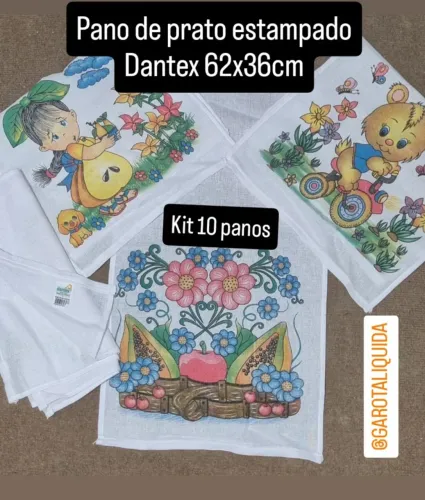 10 Pano de prato estampado Dantex 62x36cm