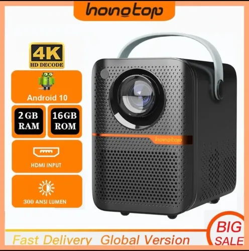 ÚLTIMO DO ESTOQUE!! MINI PROJETOR SMART HONGTOP P10 HD720P ANDROID 10 + BRINDES