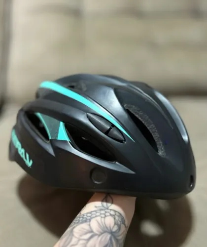 Capacete Ciclismo ZERAY Preto/Turquesa - Viseira Removível - MTB/Urbano