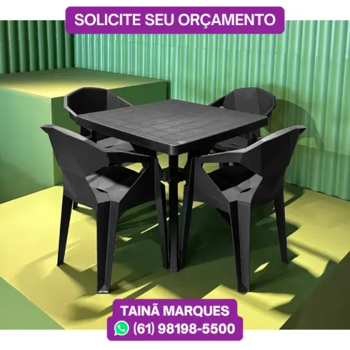 CONJUNTO MESA E CADEIRAS DE PLÁSTICO PRECIOSA - (DIRETO DA FÁBRICA)