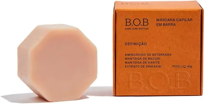 BOB Máscara Capilar em Barra Definição Natural Manteiga Bacuri Karité Longa Duração - 45g 