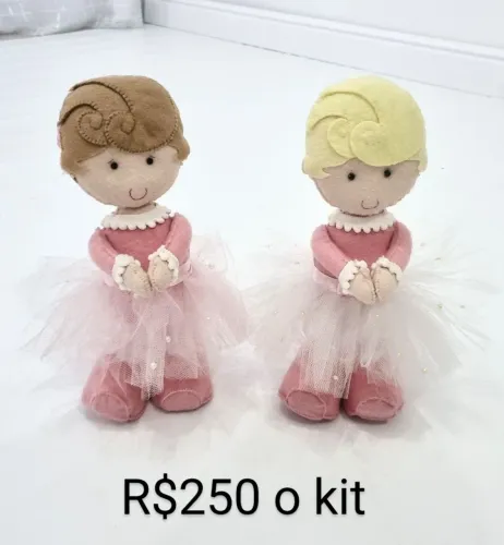 Bonecas Bailarinas de Feltro - Kit com 2