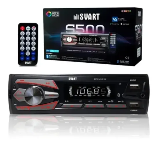 Rádio Automotivo S500 Max I Svart - Bluetooth - Dual Usb Preto
