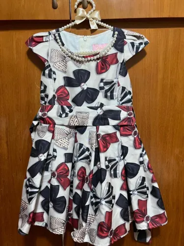 Vestido Infantil Estampado com Laços- Marca: Pituchinhus