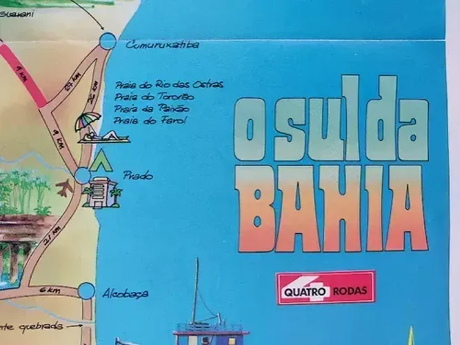 Praias do Sul da Bahia - Mapa Ilustrado Decorativo, Pôster de Turismo