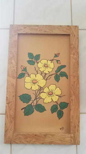 Quadro em madeira pirografada