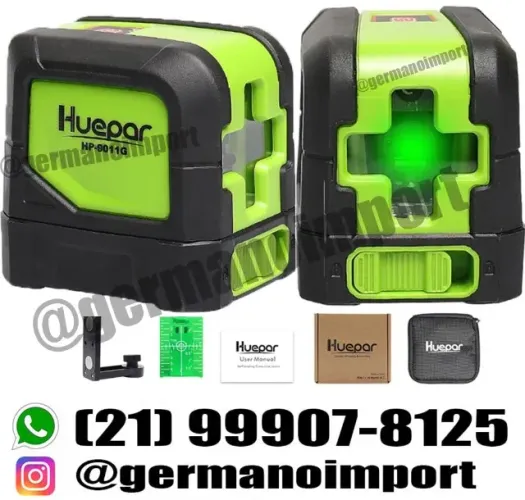 Nível a laser verde Huepar com bolsa e suporte - Pronta entrega