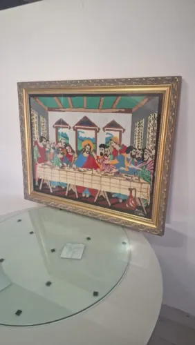 Quadro da Santa Ceia em ponto cruz