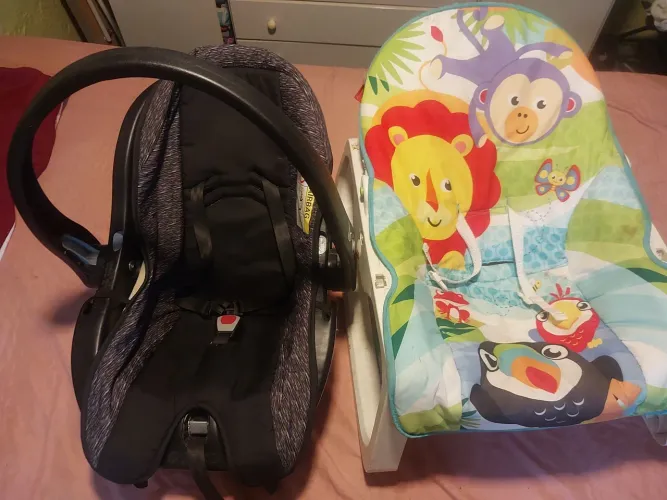 Kit desapego Carrinho de bebê, cadeirinha de carro, e balanço para menino