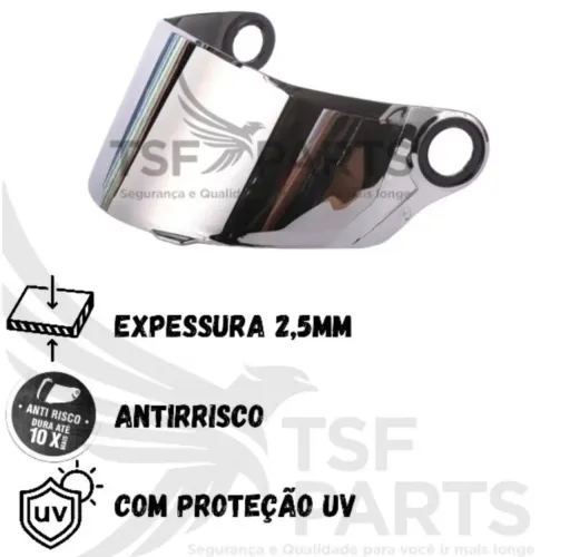 Viseira Prata Cromada